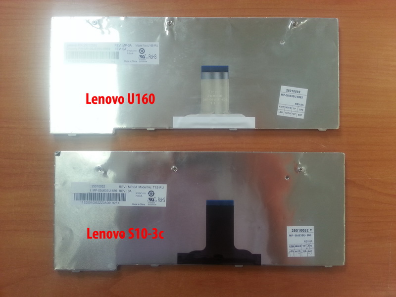 Разница клавиатур ноутбуков Lenovo U160, Lenovo S10-3C